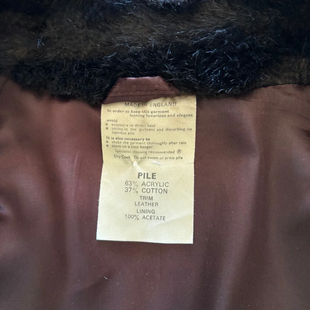 Vintage Rosewin Tissavel Brown Faux Fur Suede Belted Mid Coat Jacket Womens M‎ L